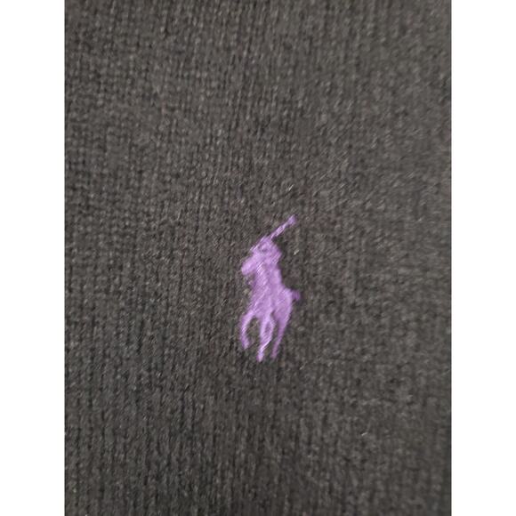 Vtg Polo Ralph Lauren Mens 100% Lambswool V-Neck Pony Pullover Sweater M Black - Picture 2 of 9